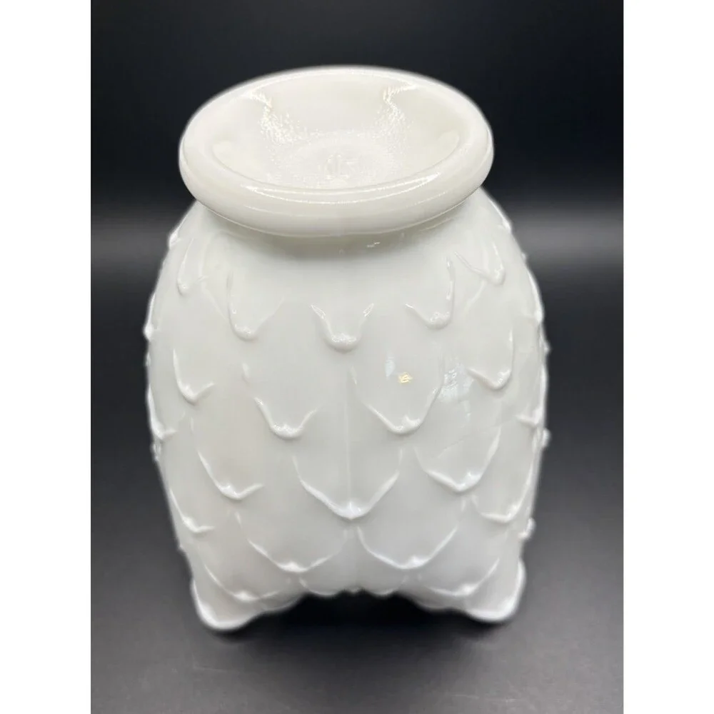 Vintage Imperial Milk Glass Crimped Cupped Vase 5”